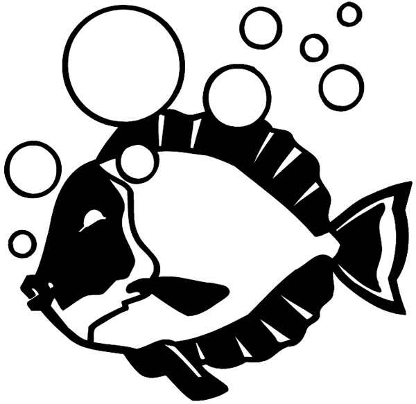 Fat little fish with air bubbles vinyl sticker. Customize on line.    Animals Insects Fish 004-1193  